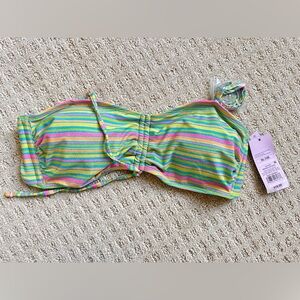 Wild Fable Kids Bikini in Lime with Rainbow Stripes
